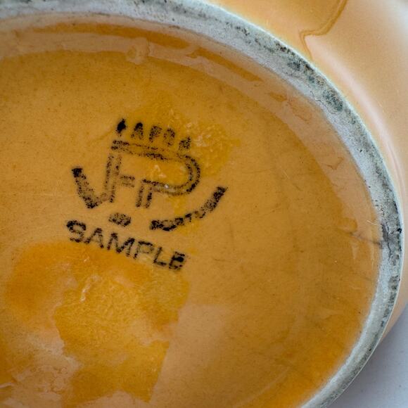 Vtg Nancy Calhoun China Teapot Marigold Marked "SAMPLE" One of a Kind Flamingo - Picture 4 of 10